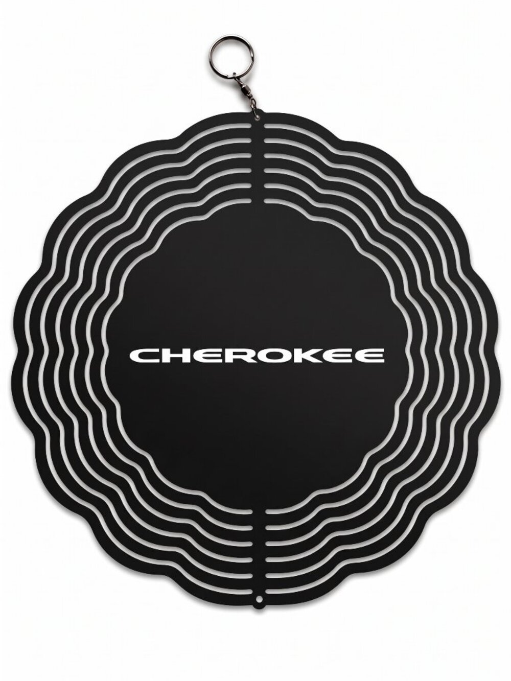 10" Jeep Cherokee Kinetic Wind Spinner - Black Metal Hanging Yard Decor